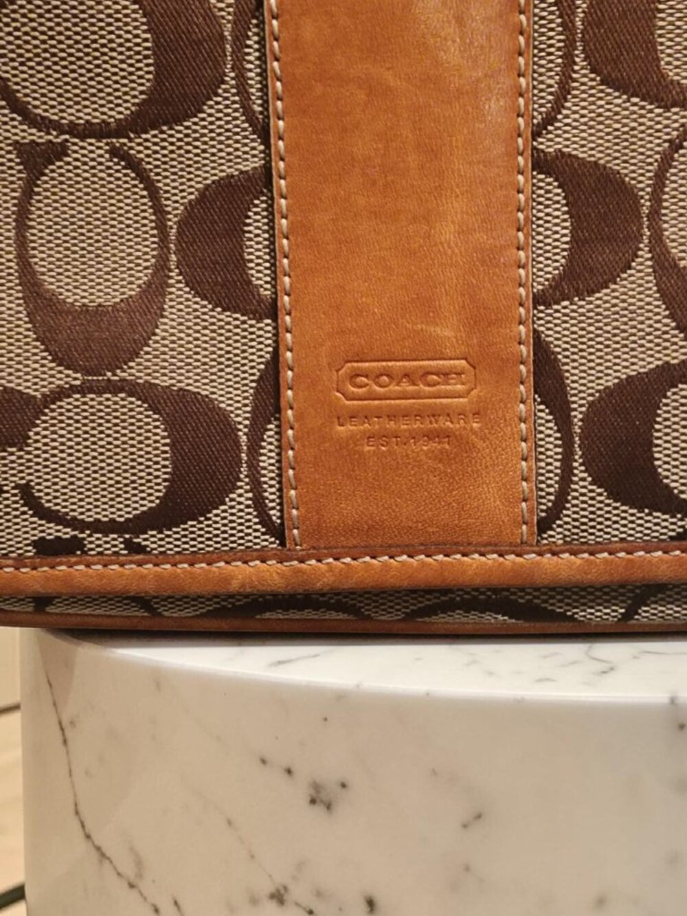 Coach Messenger Bag – Tan Leather Trim - Picture 6 of 16